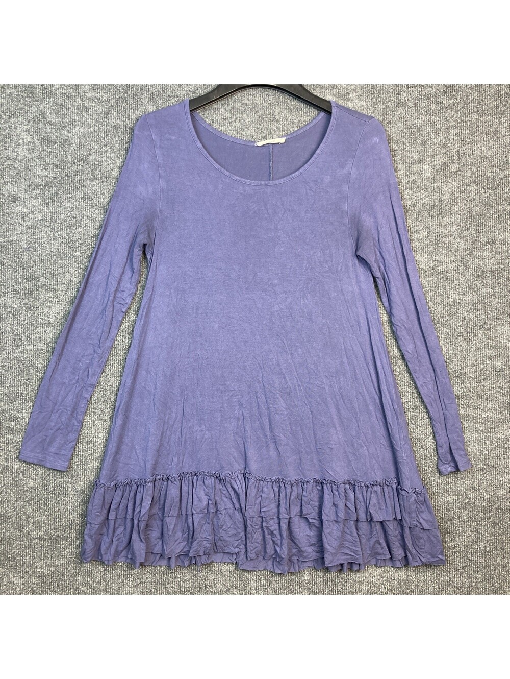 Easel Los Angeles Womens Size Small Blue Periwinkle Scoop Neck L/S Ruffle Dress